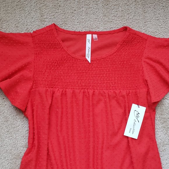 NY COLLECTION Smocked Peplum Top - Picture 3 of 6